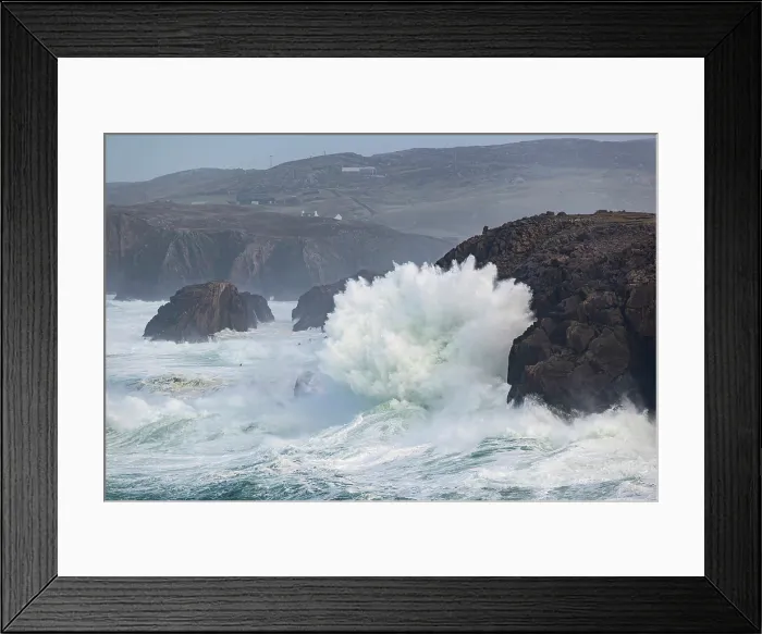 Framed Print : Large waves striking cliffs at Mangurstadh, Isle of Lewis, Outer Hebrides, Scotland, UK, February 2025 Framed Print : Large waves striking cliffs at Mangurstadh, Isle of Lewis, Outer Hebrides, Scotland, UK, February 2025