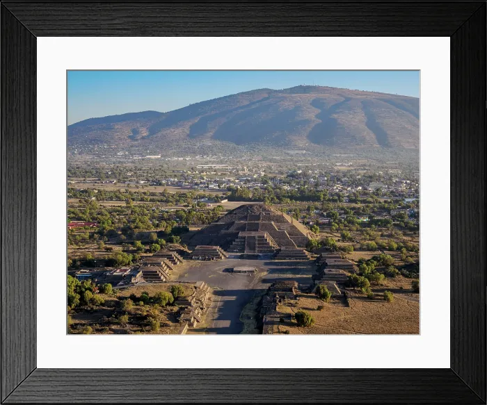 Framed Print : Avenue of the Dead and Pyramid of the Moon at sunrise, aerial view, Teotihuacan, Mexico State, Mexico Framed Print : Avenue of the Dead and Pyramid of the Moon at sunrise, aerial view, Teotihuacan, Mexico State, Mexico