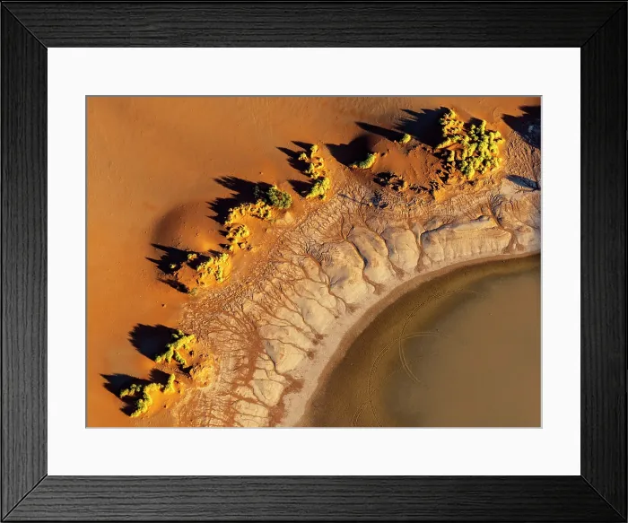 Framed Print : Aerial view of patterns created by streams after heavy rain, Sossusvlei, Namib-Naukluft National Park, Namib Desert, Namibia