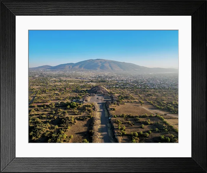 Framed Print : Avenue of the Dead and Pyramid of the Moon at sunrise, aerial view, Teotihuacan, Mexico State, Mexico Framed Print : Avenue of the Dead and Pyramid of the Moon at sunrise, aerial view, Teotihuacan, Mexico State, Mexico
