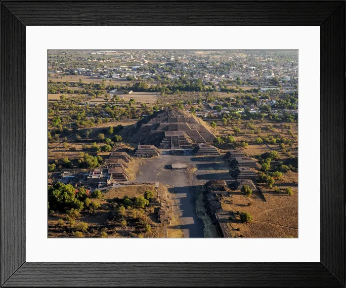 Framed Print : Avenue of the Dead and Pyramid of the Moon at sunrise, aerial view, Teotihuacan, Mexico State, Mexico Framed Print : Avenue of the Dead and Pyramid of the Moon at sunrise, aerial view, Teotihuacan, Mexico State, Mexico