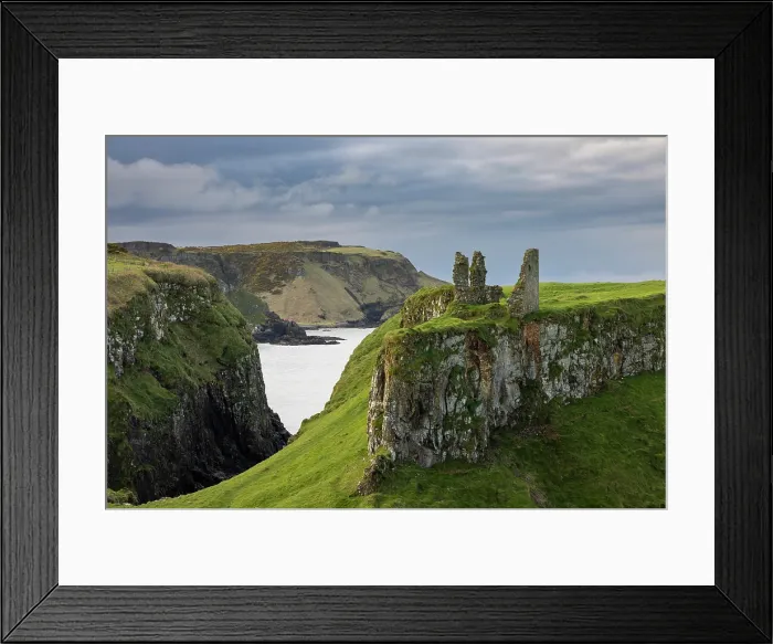 Framed Print : The ruins of Dunseverick Castle on the cliff tops of the Causeway Coast in County Antrim, Northern Ireland. Spring (March) 2024 Framed Print : The ruins of Dunseverick Castle on the cliff tops of the Causeway Coast in County Antrim, Northern Ireland. Spring (March) 2024