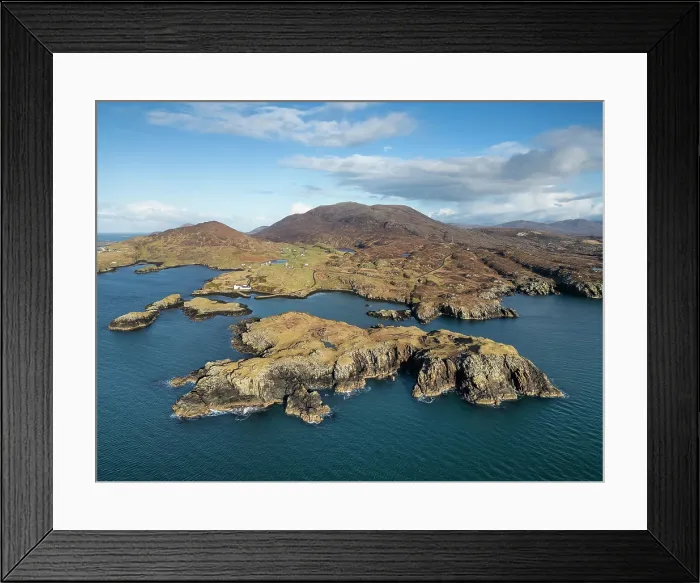Framed Print : Bhalaigh island and Rodel, Isle of Harris, Outer Hebrides, Scotland, UK, February 2025