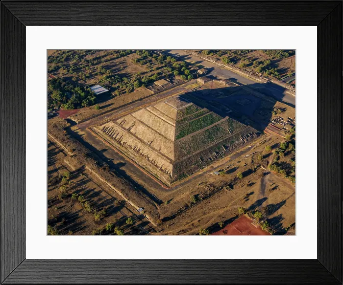 Framed Print : Pyramid of the Sun at sunrise, aerial view, Teotihuacan, Mexico State, Mexico