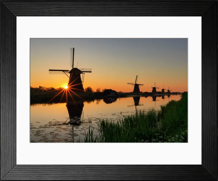 Framed Print : Kinderdijk at Sunrise, Holland, Netherlands Framed Print : Kinderdijk at Sunrise, Holland, Netherlands