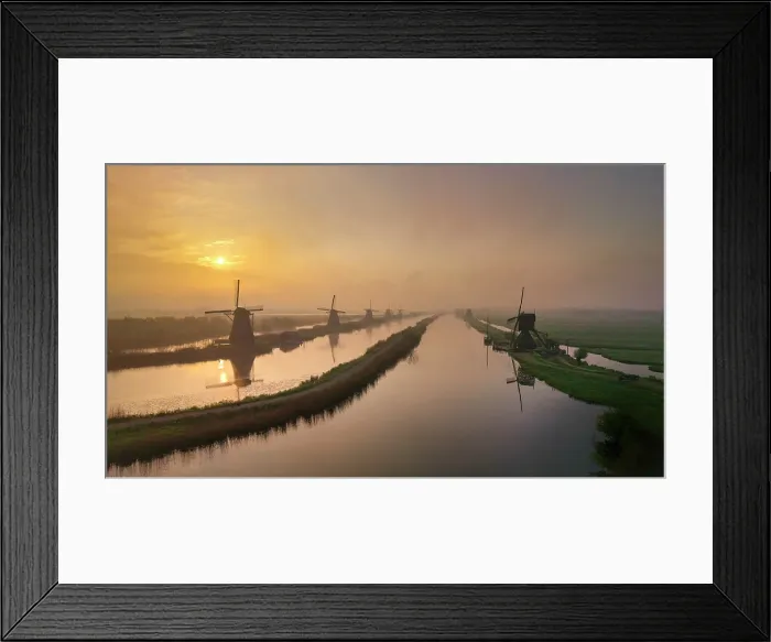 Framed Print : Kinderdijk at Sunrise, Holland, Netherlands Framed Print : Kinderdijk at Sunrise, Holland, Netherlands