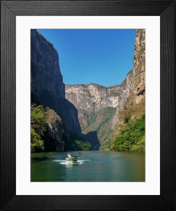 Framed Print : Boat Tour in Sumidero Canyon, Chiapas State, Mexico