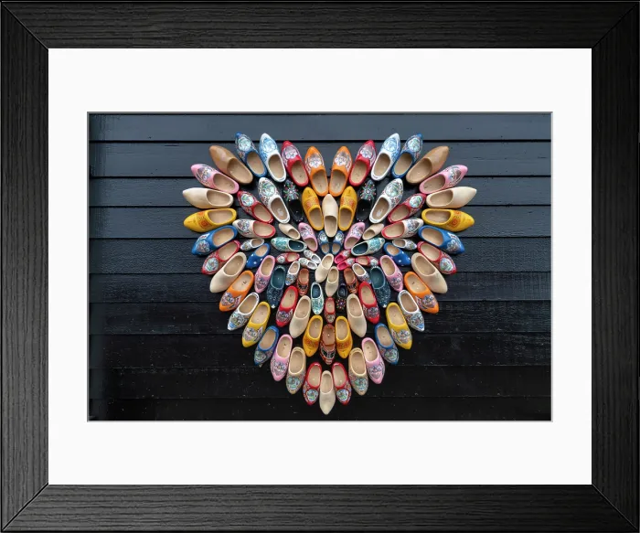Framed Print : Heart-shaped Collection of Clogs, Zaanse Schans Museum, Holland, Netherlands Framed Print : Heart-shaped Collection of Clogs, Zaanse Schans Museum, Holland, Netherlands