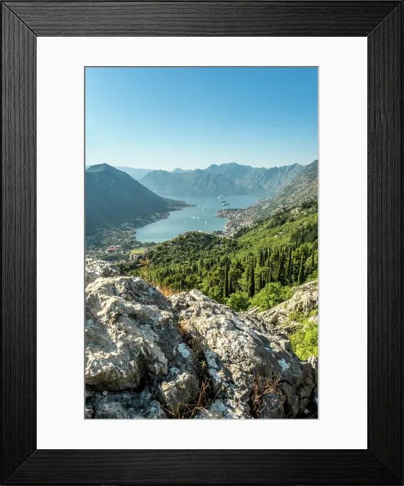 Framed Print : View over Kotor and Kotor Bay, Montenegro Framed Print : View over Kotor and Kotor Bay, Montenegro