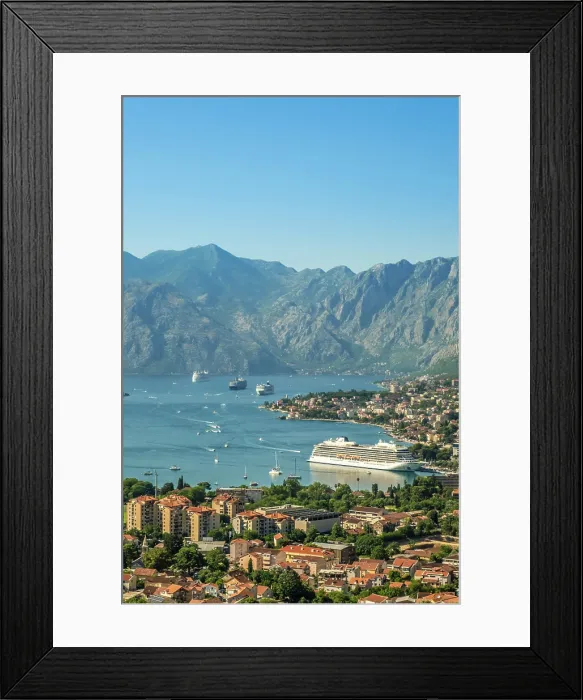 Framed Print : View over Kotor and Kotor Bay, Montenegro Framed Print : View over Kotor and Kotor Bay, Montenegro