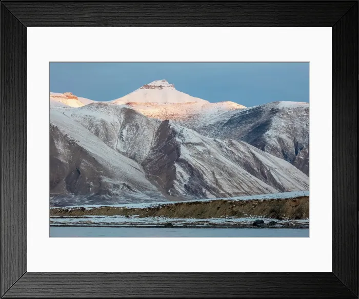 Framed Print : Snow-covered mountains, Svalbard, Norway