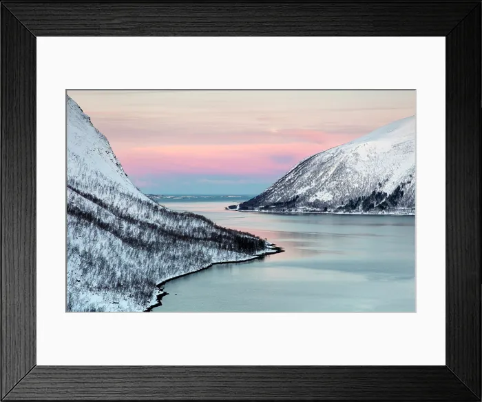 Framed Print : Snow-covered mountains & Bergsfjord from theBergsbotn viewpoint, Senja, Troms county, Norway Framed Print : Snow-covered mountains & Bergsfjord from theBergsbotn viewpoint, Senja, Troms county, Norway