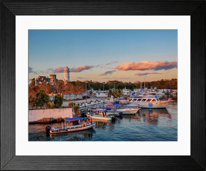 Framed Print : Puerto de Abrigo at sunset, San Miguel de Cozumel, Cozumel Island, Quintana Roo State, Mexico