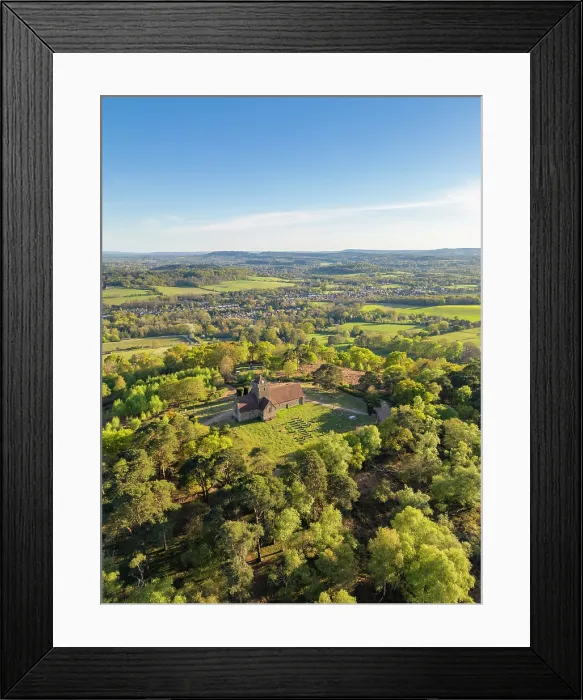 Framed Print : St. Martha's Church on the Pilgrims Way, North Downs, Surrey, England, UK