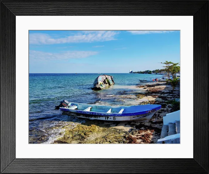 Framed Print : View towards the Cultura Calle Shipwreck at the waterfront of San Miguel de Cozumel, Cozumel Island, Quintana Roo State, Mexico Framed Print : View towards the Cultura Calle Shipwreck at the waterfront of San Miguel de Cozumel, Cozumel Island, Quintana Roo State, Mexico
