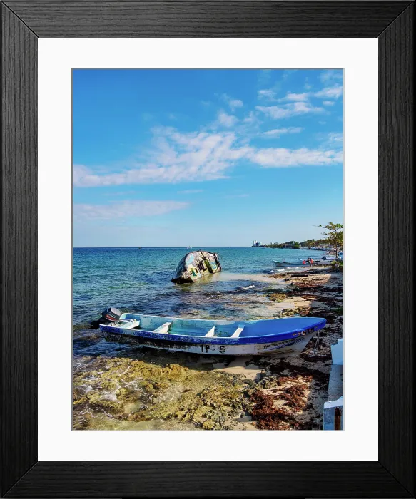 Framed Print : View towards the Cultura Calle Shipwreck at the waterfront of San Miguel de Cozumel, Cozumel Island, Quintana Roo State, Mexico Framed Print : View towards the Cultura Calle Shipwreck at the waterfront of San Miguel de Cozumel, Cozumel Island, Quintana Roo State, Mexico