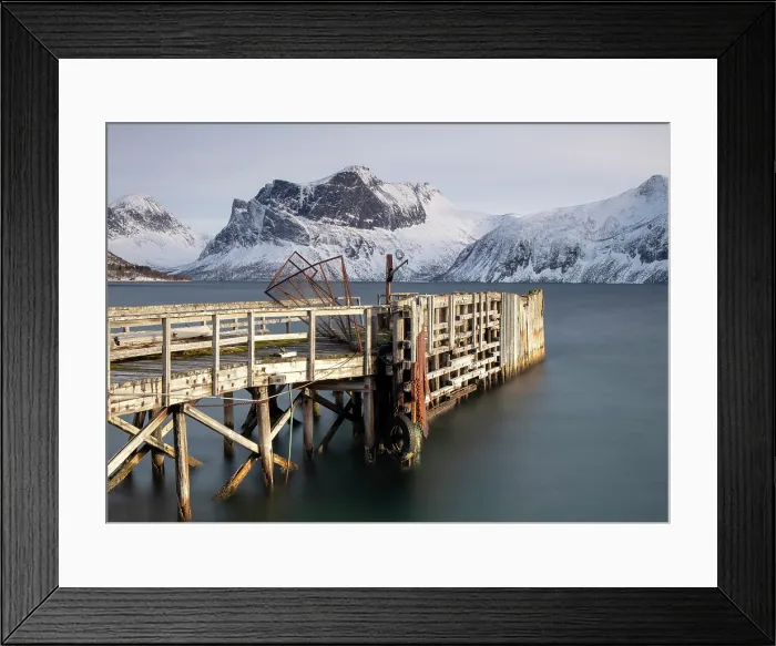 Framed Print : Old jetty at Bergsfjorden, Skaland, Senja, Norway Framed Print : Old jetty at Bergsfjorden, Skaland, Senja, Norway