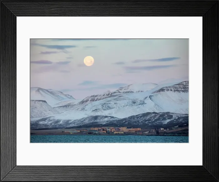 Framed Print : Moon over Pyramiden, an abandoned Russian coal mining town, Spitsbergen, Svalbard, Norway Framed Print : Moon over Pyramiden, an abandoned Russian coal mining town, Spitsbergen, Svalbard, Norway