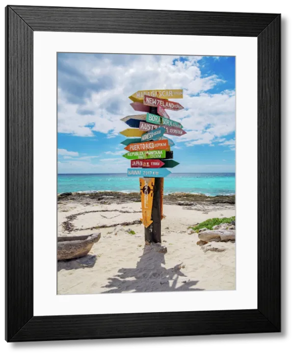 Framed Print : Sign with directions at Punta Sur, Cozumel Island, Quintana Roo State, Mexico Framed Print : Sign with directions at Punta Sur, Cozumel Island, Quintana Roo State, Mexico