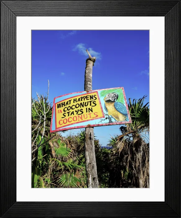 Framed Print : Sign at Coconuts Bar, Cozumel Island, Quintana Roo State, Mexico Framed Print : Sign at Coconuts Bar, Cozumel Island, Quintana Roo State, Mexico