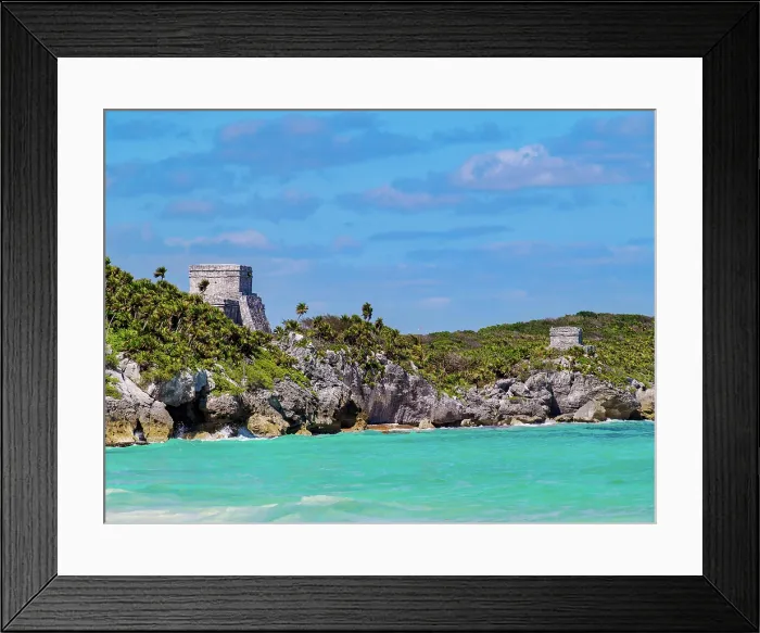 Framed Print : View towards El Castillo and Temple of the God of Wind, Tulum Archeological Site, Quintana Roo State, Mexico Framed Print : View towards El Castillo and Temple of the God of Wind, Tulum Archeological Site, Quintana Roo State, Mexico