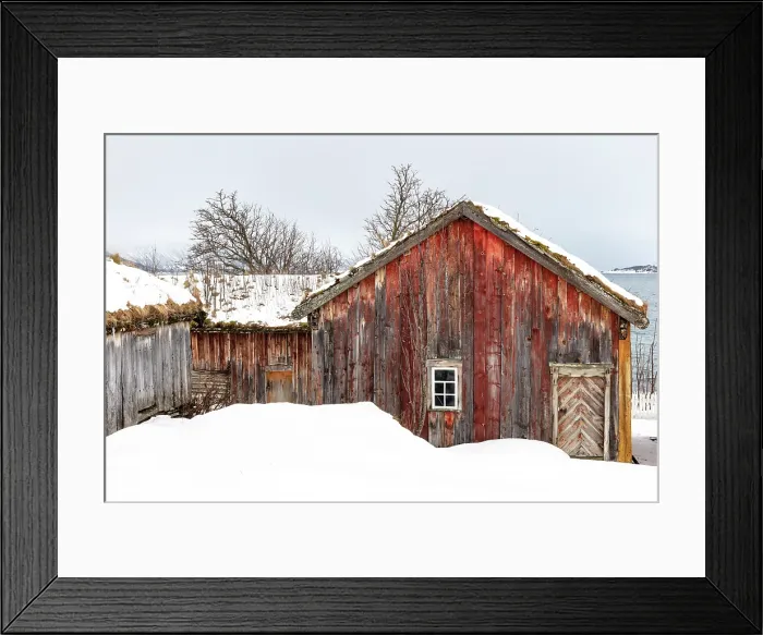Framed Print : Old wooden house in the snow, Straumen Farm, Straumsbukta, Kvaloya, near Tromso, Norway Framed Print : Old wooden house in the snow, Straumen Farm, Straumsbukta, Kvaloya, near Tromso, Norway