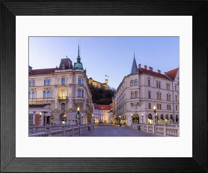 Framed Print : The Triple Bridge, Town Centre and Ljubljana Castle, Ljubljana, Slovenia, Eastern Europe Framed Print : The Triple Bridge, Town Centre and Ljubljana Castle, Ljubljana, Slovenia, Eastern Europe