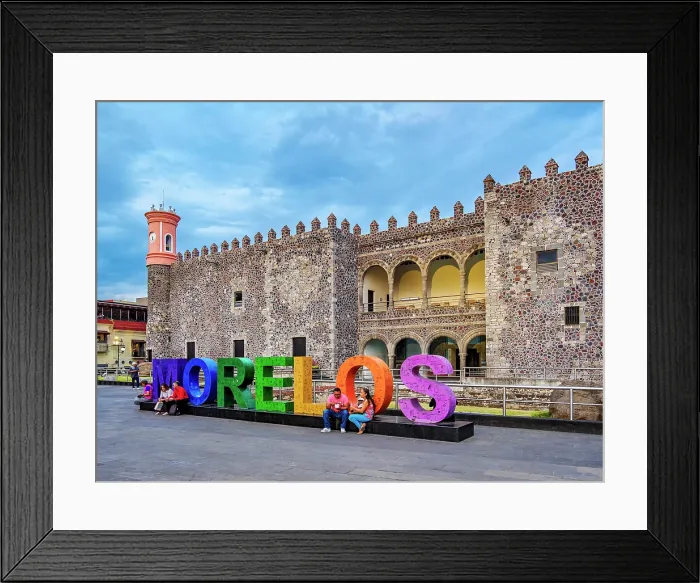 Framed Print : Morelos Letters in front of the Palace of Cortes, Cuernavaca, Morelos State, Mexico Framed Print : Morelos Letters in front of the Palace of Cortes, Cuernavaca, Morelos State, Mexico