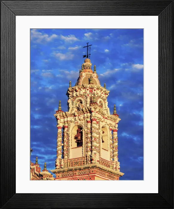 Framed Print : Church of San Francisco Acatepec at sunset, detailed view, Cholula, Puebla State, Mexico Framed Print : Church of San Francisco Acatepec at sunset, detailed view, Cholula, Puebla State, Mexico