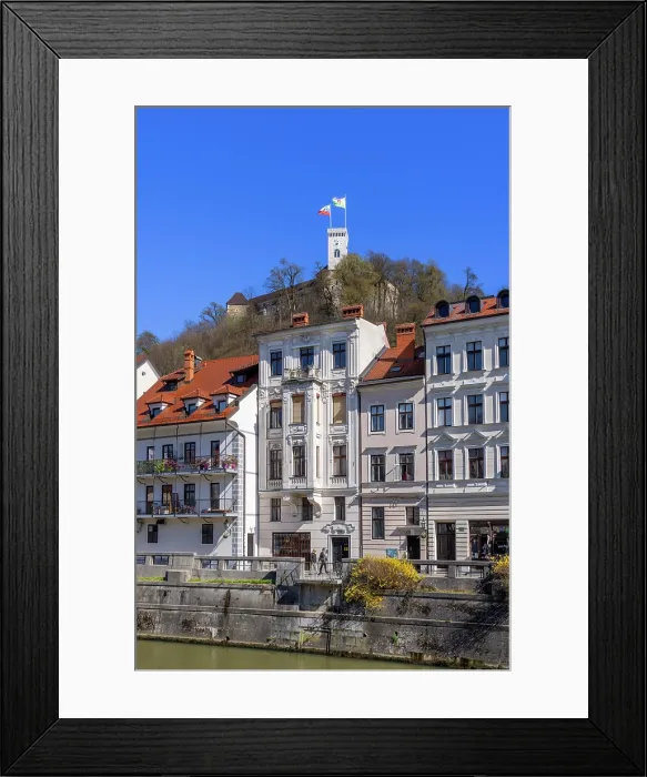 Framed Print : Art Nouveau Building and Ljubljana Castle, The River Ljubljana, Ljubljana, Slovenia, Eastern Europe Framed Print : Art Nouveau Building and Ljubljana Castle, The River Ljubljana, Ljubljana, Slovenia, Eastern Europe