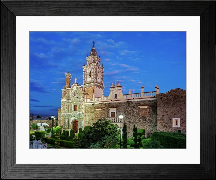 Framed Print : Church of San Francisco Acatepec at dusk, Cholula, Puebla State, Mexico Framed Print : Church of San Francisco Acatepec at dusk, Cholula, Puebla State, Mexico