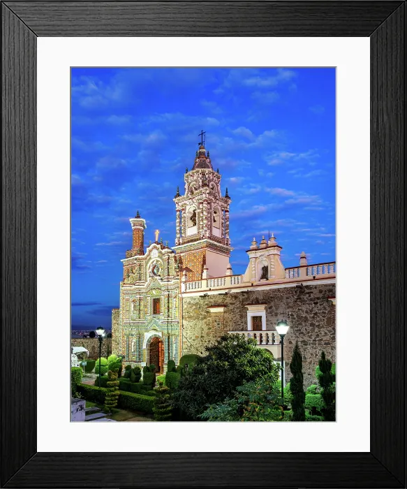 Framed Print : Church of San Francisco Acatepec at dusk, Cholula, Puebla State, Mexico Framed Print : Church of San Francisco Acatepec at dusk, Cholula, Puebla State, Mexico