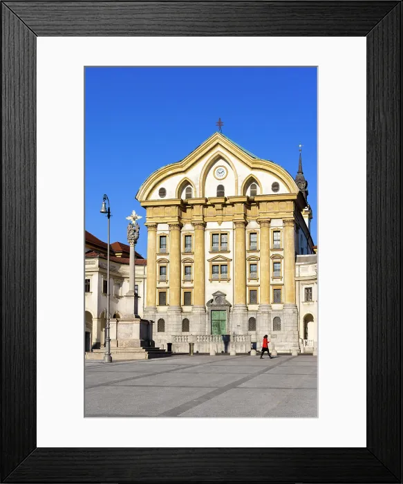 Framed Print : Ursuline Church of the Holy Trinity and the Holy Trinity Column, Ljubljana, Slovenia, Eastern Europe