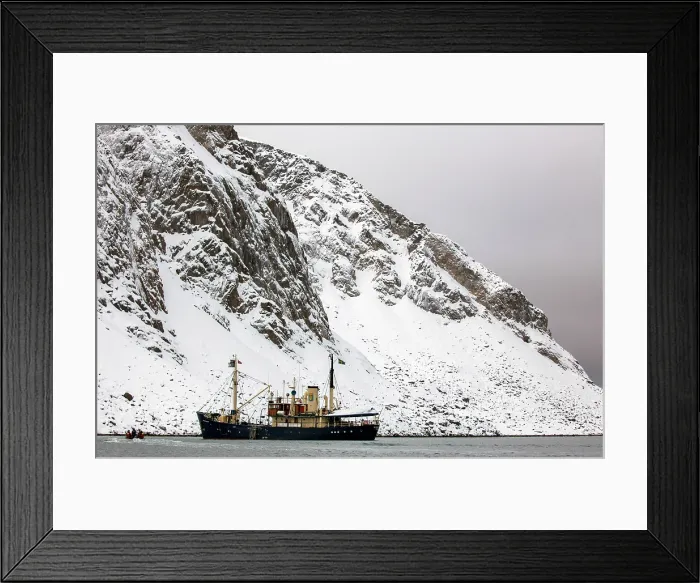 Framed Print : M / S Stockholm, a small tourist ship, with snowy mountain behind, Svalbard, Norway Framed Print : M / S Stockholm, a small tourist ship, with snowy mountain behind, Svalbard, Norway
