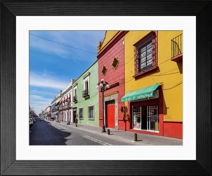 Framed Print : Street of the Old Town, City of Puebla, Puebla State, Mexico Framed Print : Street of the Old Town, City of Puebla, Puebla State, Mexico