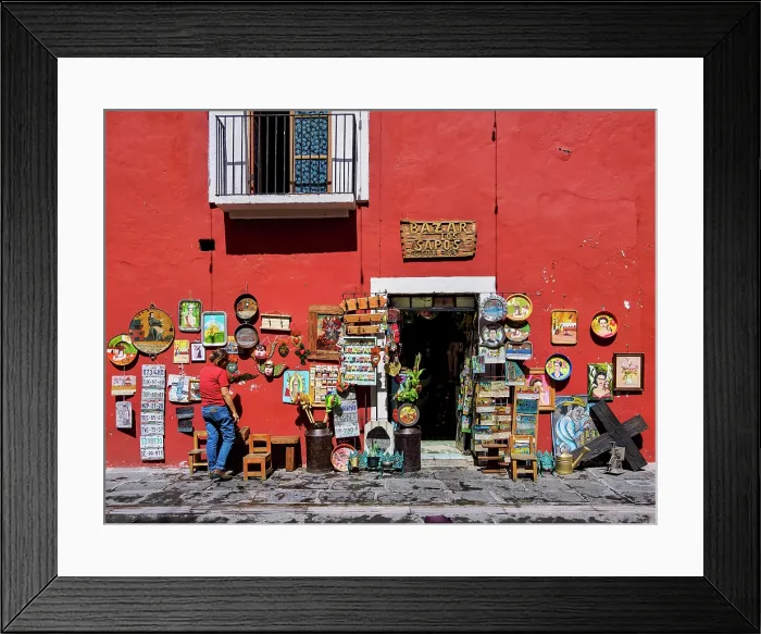 Framed Print : Bazar Los Sapos Souvenir Shop, Alley of the frogs, Los Sapos Neighbourhood, City of Puebla, Puebla State, Mexico Framed Print : Bazar Los Sapos Souvenir Shop, Alley of the frogs, Los Sapos Neighbourhood, City of Puebla, Puebla State, Mexico