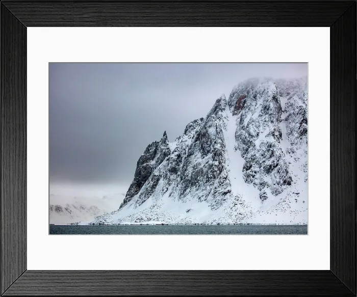 Framed Print : Snow-covered mountains, Spitsbergen, Svalbard, Norway