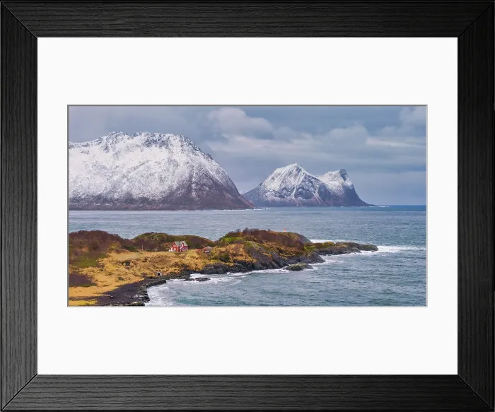 Framed Print : Red House on Peninsula, Senja, Norway Framed Print : Red House on Peninsula, Senja, Norway