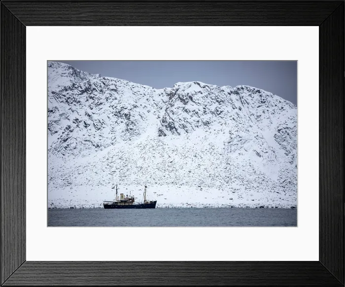 Framed Print : M / S Stockholm, a small tourist ship, with snowy mountain behind, Svalbard, Norway Framed Print : M / S Stockholm, a small tourist ship, with snowy mountain behind, Svalbard, Norway