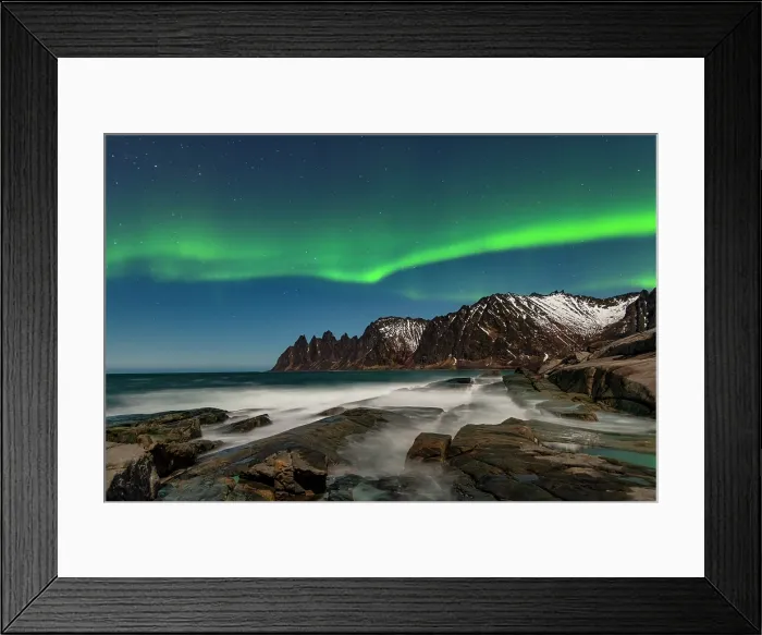 Framed Print : Aurora over The Devil's Jaw, Senja, Norway