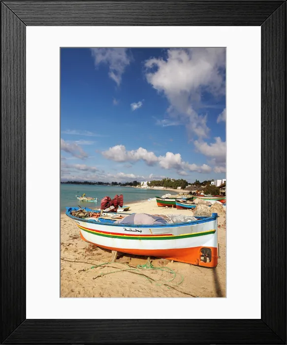 Framed Print : Colourful fishing boats, Hammamet, Tunisia Framed Print : Colourful fishing boats, Hammamet, Tunisia