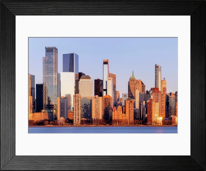 Framed Print : Manhattan at sunset, from Exchange Placxe, Jersey City, New Jersey, USA Framed Print : Manhattan at sunset, from Exchange Placxe, Jersey City, New Jersey, USA