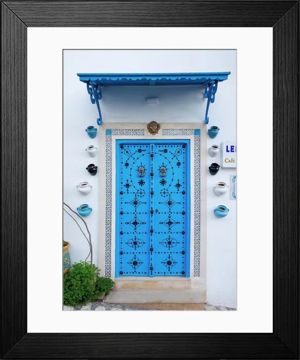 Framed Print : Colourful door, Sidi Bou Said, Tunisia Framed Print : Colourful door, Sidi Bou Said, Tunisia