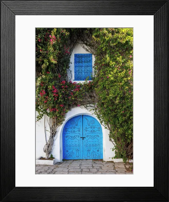 Framed Print : Colourful door, Sidi Bou Said, Tunisia Framed Print : Colourful door, Sidi Bou Said, Tunisia