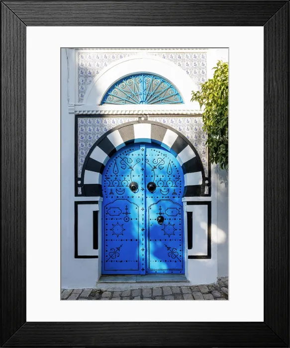 Framed Print : Colourful door, Sidi Bou Said, Tunisia Framed Print : Colourful door, Sidi Bou Said, Tunisia