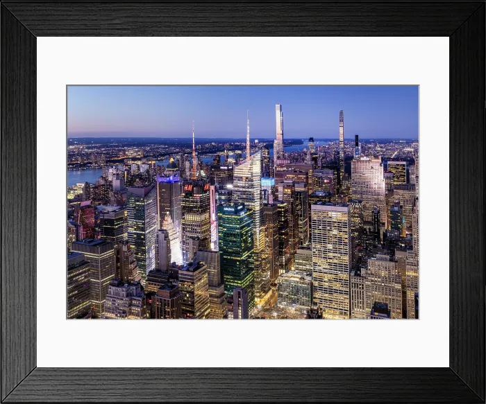 Framed Print : View over Manhattan at dusk from The Empire State Building, Manhattan, New York City, New York, USA