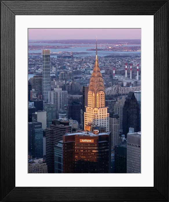 Framed Print : View over Manhattan and the Chrysler Building at dusk from The Empire State Building, Manhattan, New York City, New York, USA