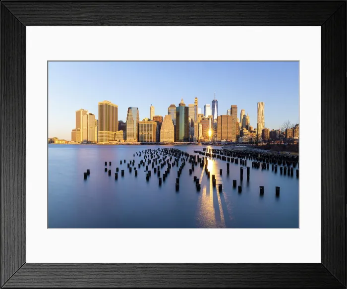 Framed Print : Manhattan at sunrise, from Pier 1, Brooklyn Bridge Park, Brooklyn, New York City, New York, USA