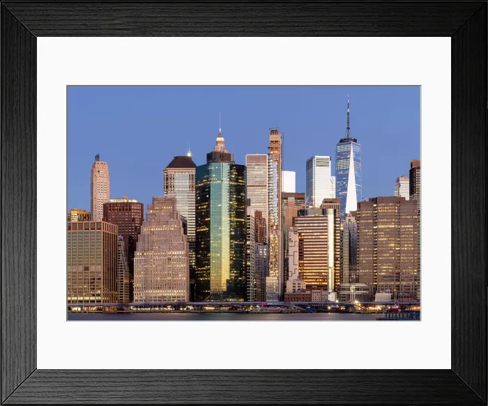 Framed Print : Manhattan at dusk from Exchange Placxe, Jersey City, New Jersey, USA Framed Print : Manhattan at dusk from Exchange Placxe, Jersey City, New Jersey, USA