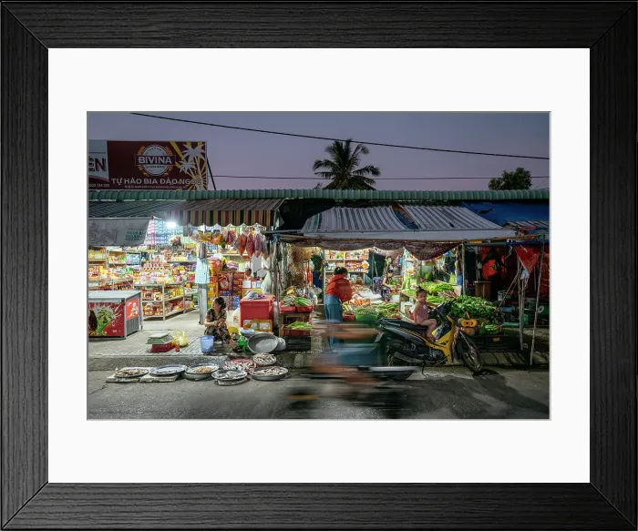 Framed Print : Food Shop at night, Ganh Dau, Phu Quoc Island, Vietnam